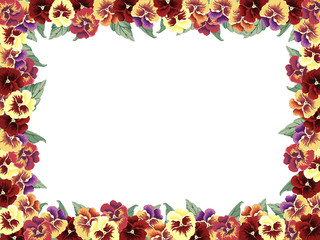 パンジーのフレーム　レッド系