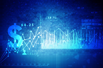 2d rendering Stock market online business concept. business Graph 