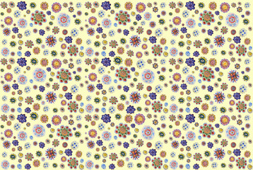  hand drawing pattern. background of pencil-drawn colorful flowers.  13 unique doodles