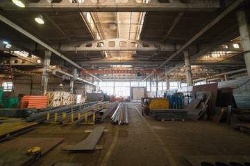 Industrial concept. An overview on construction site inside the manufacturing plate