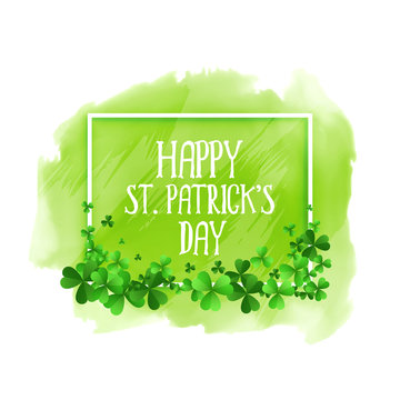 happy st patricks day green watercolor background