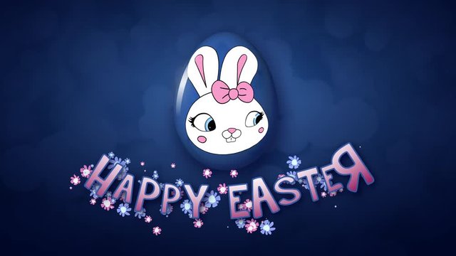 Happy Easter animation title trailer 50 FPS bubbles dark blue