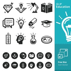 Set of Education Symbols flat icon vector