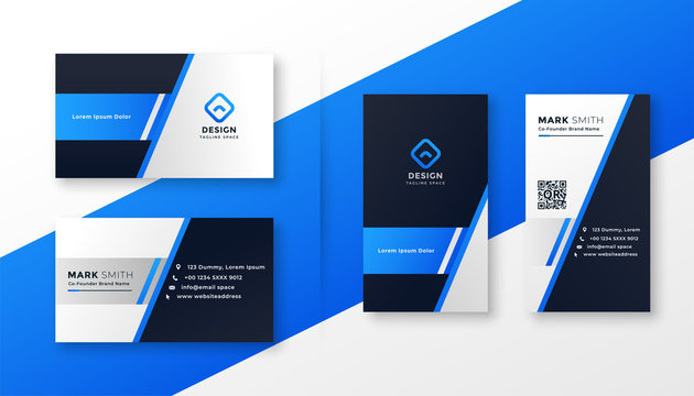 Professional Blue Business Card Template Set