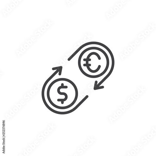 Euro And Dollar Exchange Line Icon Linear Style Sign For - 