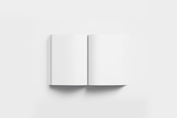 Blank softcover book or magazine template on a soft gray background.3D illustration.Mock-up