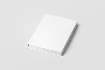 White gift box, white gift bag. Blank gift box and gift bag on a soft gray background with shadow. isolated. Blank Mock up file.3d rendering