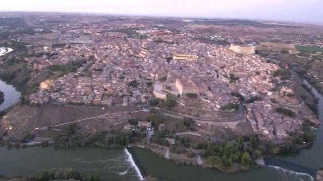 Aerial view in Toledo. Historical city of Spain.  4k Video