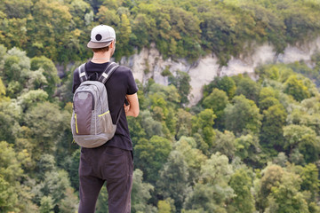 Traveller on the edge of mount