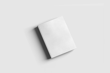 Blank white book mock-up on soft gray background. 3d rendering.