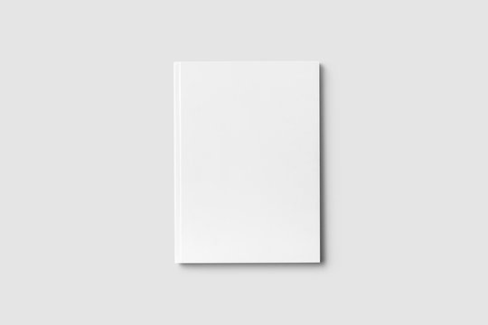 Blank white book mock-up on soft gray background. 3d rendering.