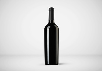 Red wine bottle mock-up on soft gray background.3D illustration - Powered by Adobe
