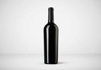 Schilderijen op glas Red wine bottle mock-up on soft gray background.3D illustration © sabir