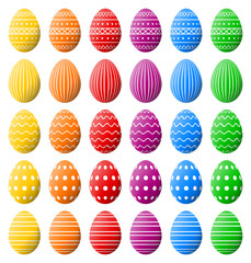 Beautiful Easter eggs collection. Various patterns and colors - high quality vector.
