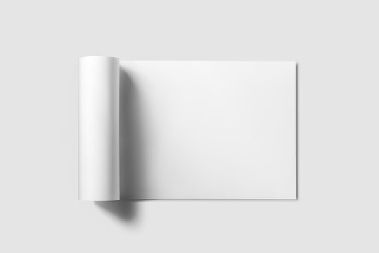  Open sketchbook mock-up with blank white page on soft gray background. Great template for your drawing, hand lettering or design work.3D illustration