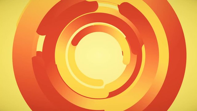 Abstract background in flat style with animation rotation of rounded lines and circles on colorful backdrop. Animation of seamless loop.