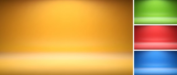 Set of colorful studio backdrops with empty space for your content