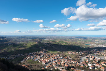 Panorama of the hills of San Marino Rimini