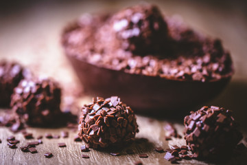 chocolate easter egg, creamy and tasty filling. Homemade Easter egg.