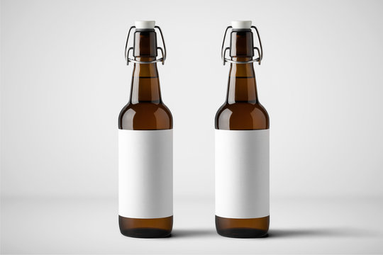 Beer Bottles Mock-Up. Blank Label.High resolution photo.