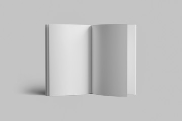 Template Book Mock up isolated on soft gray background,Real photo, blank book, brochure, booklet, hard cover and soft cover.3D rendering.