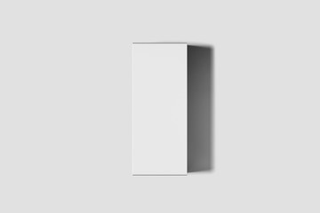 White cardboard box mock-up isolated on soft gray background.Cardboard package.High resolution...
