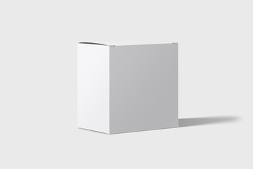 White Box packaging Mockup in light studio. Place your design.Cardboard Package Box isolated on a white background.3D rendering.