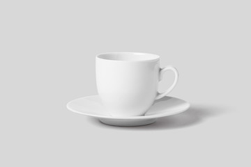 Ceramic Cup with plate Mock up for tea, coffee and drink .Classic porcelain utensils.High resolution photo.