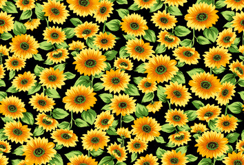 Seamless sunflowers pattern
