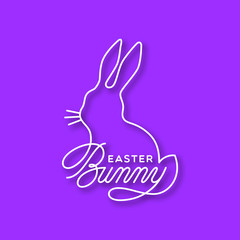 Fototapeta premium Easter Bunny linear lettering
