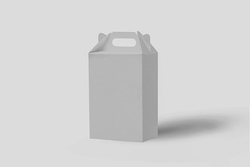 White Gift Packaging Box with Handle Mockup for food. Paperboard Packaging Container Template.3Drendering