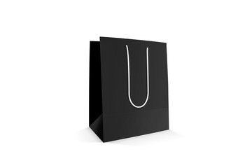 Black Color Shopping Bag Mockup isolated on white background.3D rendering