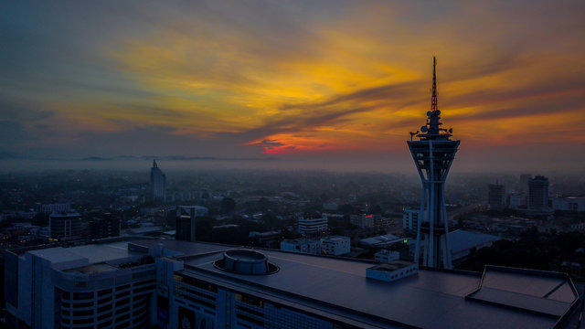 A very beautiful sunrise of Alor Setar Tower in Kedah, Malaysia early in the morning