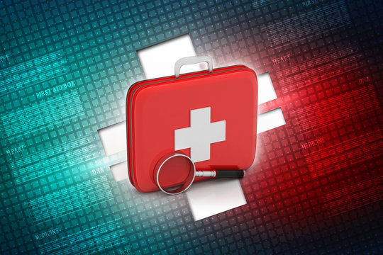 3d rendering First aid kit search
