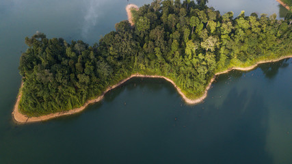  A beautiful landscape of aerial view at Royal Belum Malaysia with the fog surrounding the hill area