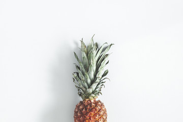 Pineapple on pastel gray background. Summer concept. Flat lay, top view