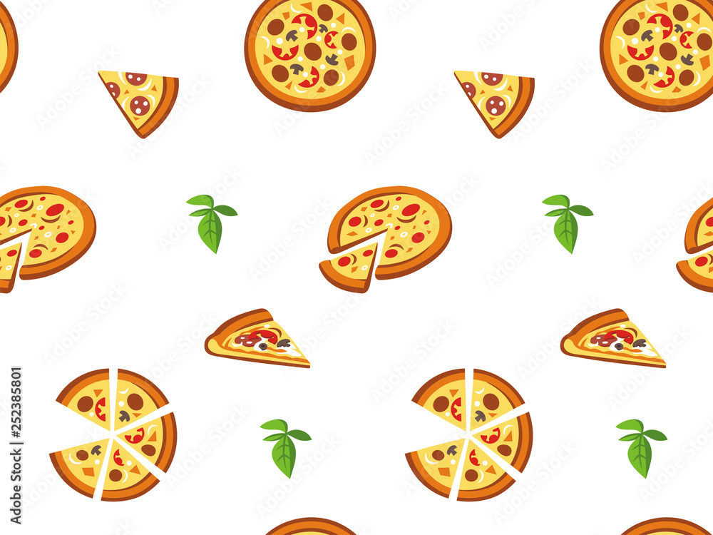 Wall mural vector seamless illustration of pizza.