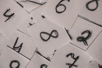 Font of numbers. Abstract background of color numbers for card or print