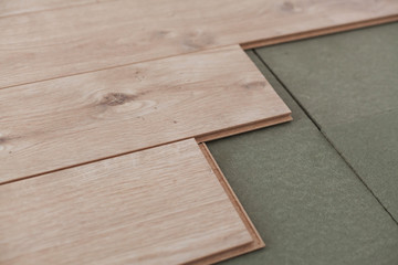 Naklejka na ściany i meble Reconstruction of wooden floor.