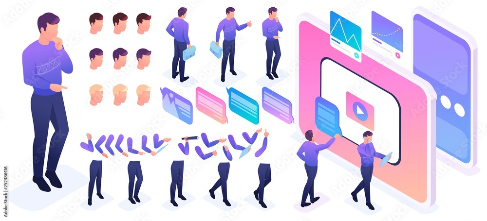 Poster isometric constructor to create a character