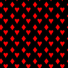 Poker card suit seamless pattern background. Can be used for wallpaper,fabric, web page background, surface texture.Abstract vector backround.