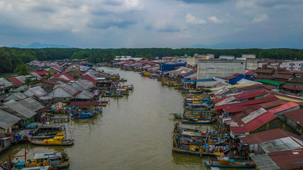 A view of fishermen vilage in Kuala Sepetang Malaysia