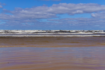 A windy day on the shore of the Gulf of Riga .Jurmala, Latvia -august, 2017.