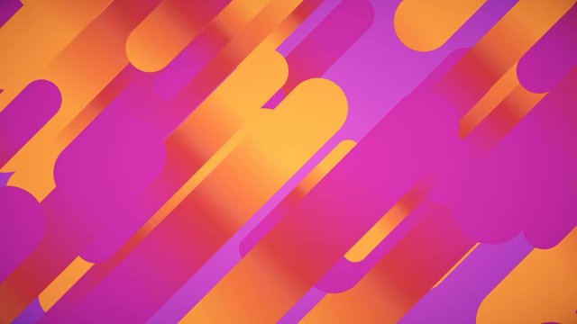 Abstract background in flat style with animation of rounded rectangles, circles and lines on colorful backdrop. Animation of seamless loop.