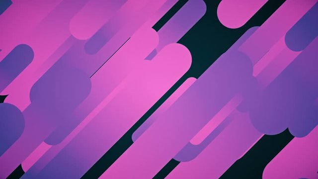 Abstract background in flat style with animation of rounded rectangles, circles and lines on colorful backdrop. Animation of seamless loop.