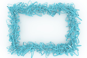 Illustrations of CGI composition, string backdrop, virtual paper frame for graphic design or wallpapers. 3D render.