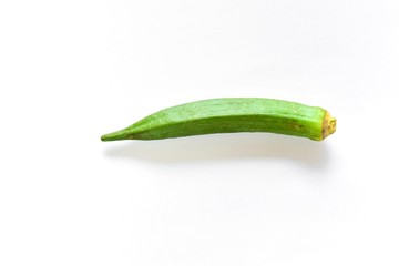 Green Okra Isolated on White Background