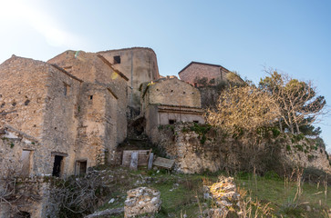 Abandoned Ruins of a Mountain Village Destroyed by an Earthquake in Italy