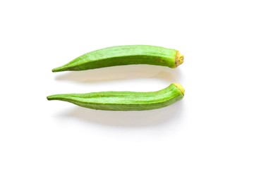 Okra or Ladies' Fingers Isolated on White Background