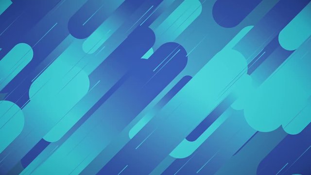 Abstract background in flat style with animation of rounded rectangles, circles and lines on colorful backdrop. Animation of seamless loop.